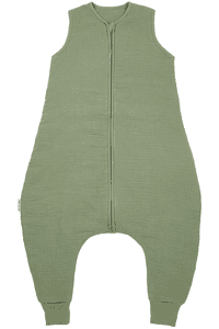 Schlafoverall Jumper Muslin Uni prewashed olive green