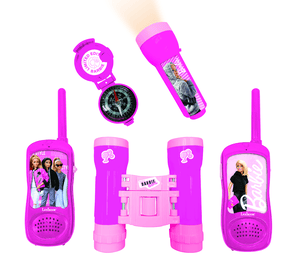 LEXIBOOK Barbie-eventyrsett med 2 walkie-talkier opp til 120 meter, kikkert, lommelykt og kompass