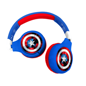 Avengers 2-i-1 Bluetooth® og kabeltilkobling, sammenleggbare hodetelefoner med sikkert volum