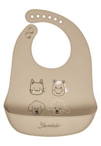 Bavoir en silicone Ferme beige