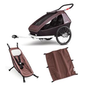 Rimorchio per bicilclette Kid Vaaya 2 incl. seggiolino e parasole Blossom Red