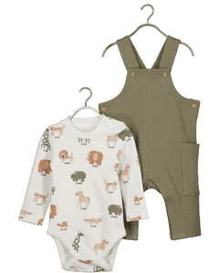 Babysæt bodysuit + romper khaki