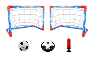 AeroFoot - Disco da calcio galleggiante elettronico ricaricabile in schiuma con luci, 2 porte, pallone di gomma e pompa