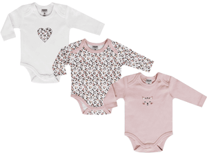Body manches longues pack de 3 multipack blanc/rose