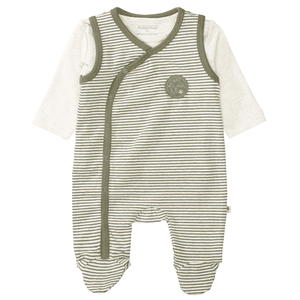 Strampler+Shirt hazel melange gestreift