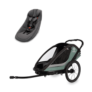 Kinderfahrradanhänger Cocoon Zweisitzer green/black inkl.  Babysitz für Outback/Avenida und Traveller