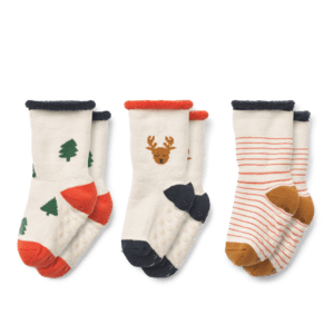 Eloy Antirutsch-Babysocken 3er-Pack Holiday Reindeer/sandy mix