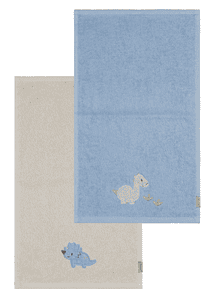 Kinderhanddoek dubbelpak 50 x 30 cm Dino Rexi blauw