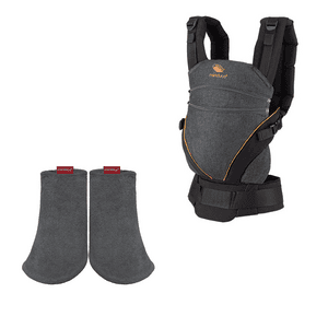 Babytrage XT Cotton Denimblack-Toffee inklusive Gurtschoner FumBee Tulip darkgrey