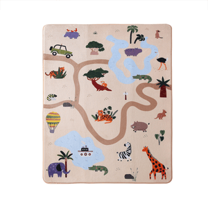 Tapis de jeu en velours pour bébé 160 x 120 cm, Safari