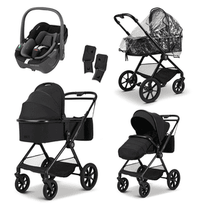 black black Pebble Essential Resea Edition+ kinderwagen / mat incl. MAXI COSI baby-autozitje 360 Black