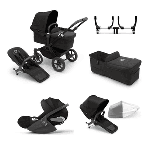 Donkey Black Donkey Donkey PLATINUM I-Size Barnevogn 5 Mono Complete inkl. påbyggsett og liggedel 5 Complete, Twin-adapter og cybex Cloud T bilbarnestol Black