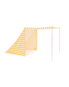 Tente de plage jaune et blanche