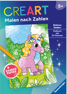 CreArt Malen nach Zahlen ab 5, Zauberpapier: Einhorn Zauber