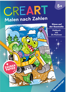 CreArt Malen nach Zahlen ab 5, Zauberpapier: Dinos auf der Baustelle