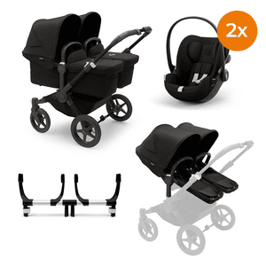 Tvillingvogn Donkey 5 Twin Complete Black Graphite Black inkludert cybex GOLD Cloud G i-Size Magic Black