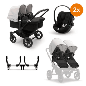 Tvillingvogn Donkey 5 Twin Complete Black / Misty White inkludert cybex GOLD Cloud G babystol i-size Magic Black