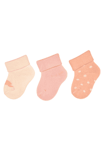 Primi calzini 3 pezzi tartaruga rosa pallido