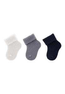 Primi calzini 3 pezzi tinta unita grigio-blu