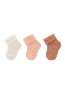 Primer paquete de 3 calcetines lisos rosa pálido