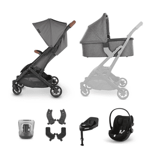 buggy Minu V2 Greyson Charcoal Mélange incl. navicella, seggiolino auto cybex GOLD Cloud Gi-Size Magic Black e Base G Black con accessori