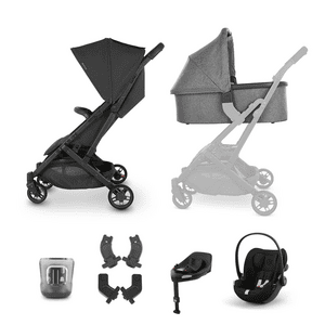 buggy Minu V2 Jake Charcoal incl. navicella, seggiolino auto cybex GOLD Cloud Gi-Size Magic Black e Base G Black con accessori