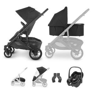 Sportwagen Cruz V2 Jake Charcoal inkl Babywanne V3 und Maxi Cosi Babyschale Pebble 360 Essential Black mit Zubehör
