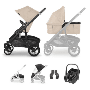 Sportwagen Cruz V2 Liam Oat Mélange inkl Babywanne V3 und Maxi Cosi Babyschale Pebble 360 Essential Black mit Zubehör