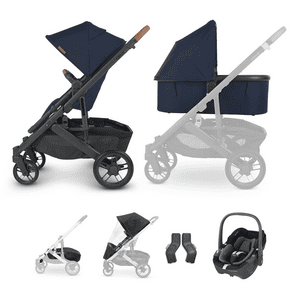 Sportwagen Cruz V2 Noa Navy inkl Babywanne V3 und Maxi Cosi Babyschale Pebble 360 Essential Black mit Zubehör