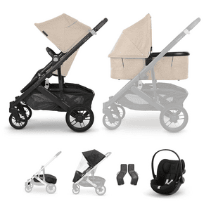 Sportwagen Cruz V2 Liam Oat Mélange inkl Babywanne V3 und cybex GOLD Babyschale Cloud G i-Size Magic Black mit Zubehör