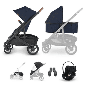 Sportwagen Cruz V2 Noa Navy inkl Babywanne V3 und cybex GOLD Babyschale Cloud G i-Size Magic Black mit Zubehör