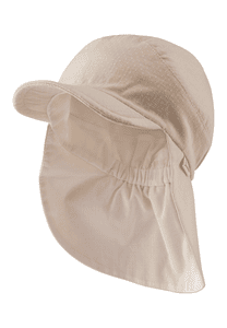 Peaked cap met nekbescherming stippen beige