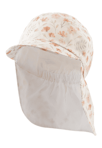 Peaked cap met nekbescherming floral ecru