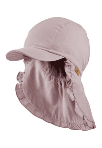 Gorra con protección para el cuello con volantes de color morado pálido