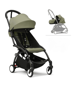 YOYO³ Passeggino Black con inserto neonato e Textilset Olive