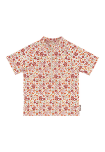 Kurzarm-Schwimmshirt Blumen ecru