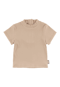 Kurzarm-Schwimmshirt Rippe beige