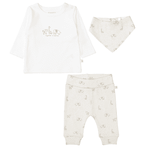 Geschenkset 3tlg offwhite/ creme melange gemustert