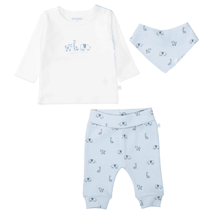Geschenkset 3tlg offwhite/soft blue gemustert