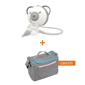 elektrische neusafzuiger Pro in grijs plus GRATIS opberg-/verwisseltas voor baby neusafzuiger en accessoires