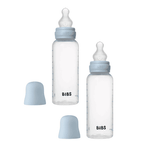 Babyfles 2x 270 ml silicone in babyblauw