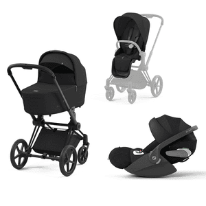 Kombikinderwagen New Priam Matt Black inkl. Babyschale Cloud T Sepia Black