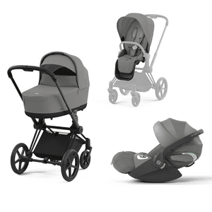 Kombikinderwagen New Priam Matt Black inkl. Babyschale Cloud T Mirage Grey