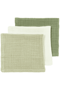 Baby Uni bøvseklude 3-pak Naturel/Soft Olive / Olive Green