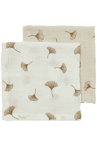Baby Ginkgo Spucktücher 2er Pack Off White/Soft Sand