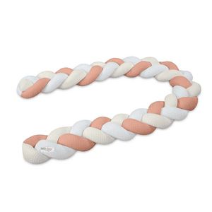 Nestchenschlange Waffelpiqué geflochten 280 cm passend für Kinderbetten, weiß/ivory/apricot rosé