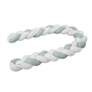 Nestchenschlange Waffelpiqué geflochten 280 cm passend für Kinderbetten, weiß/ivory/zartblau