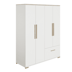 Kleiderschrank ENIE 4 Türen, 1 Schublade, Off-White/Eiche-Montana