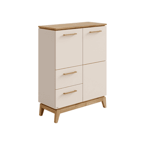 Highboard STIENE 2 Türen, 2 Schubladen, Cashmere-Beige/Eiche