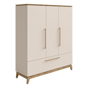 Kleiderschrank STIENE 3 Türen, 1 Schublade, Cashmere-Beige/Eiche